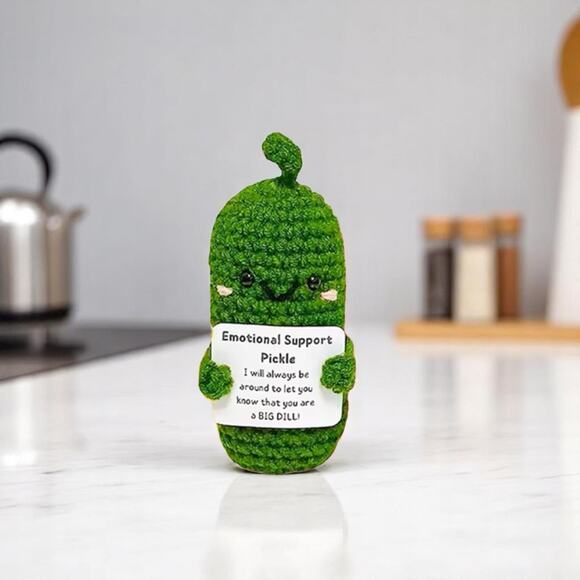 Handmade Emotional Support Pickle Plush Funny Stress Relief Desk Buddy Big Dill - Picture 3 of 11